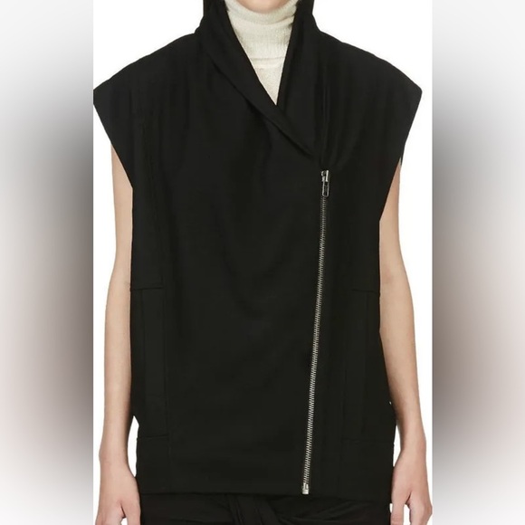 HELMUT LANG Sonar Wool Dropped Shoulder Vest in Black - Picture 1 of 16